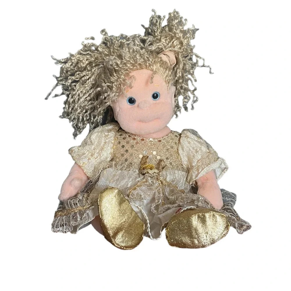 Ty Gear Blondie Beanie Collectible 2000 Little Girl Doll Gold Dress with Accents